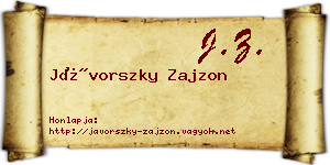 Jávorszky Zajzon névjegykártya